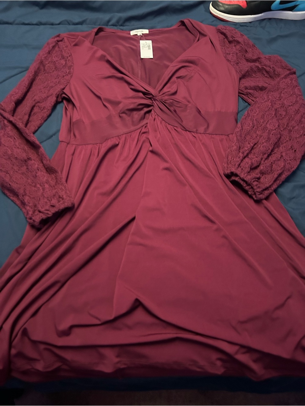 Twist-Front Lace Sleeve Dress - Maurice’s Size 14